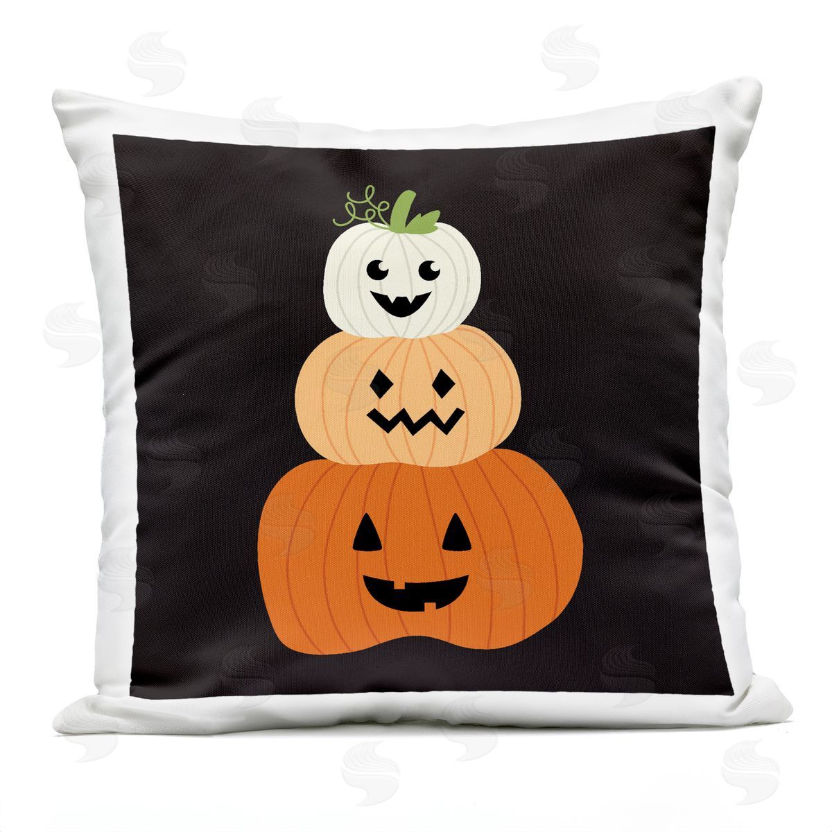 Sazerelli Designs Happy Jack-o-Lanterns on Black Outdoor Quick-Dry Polyester Printed Throw Pillow
