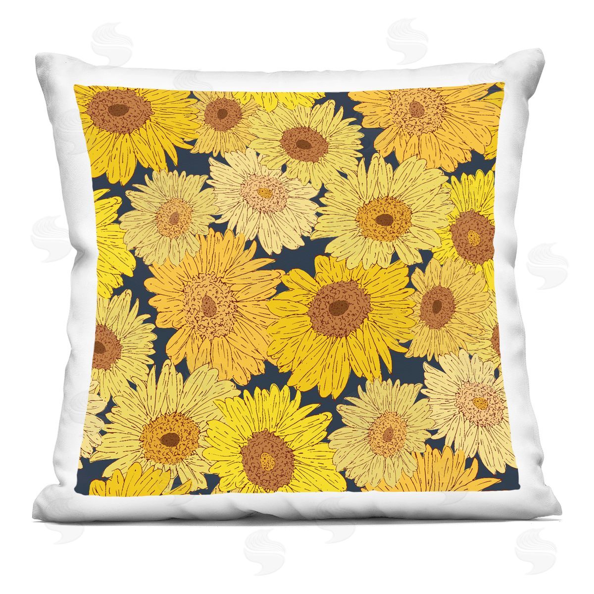 Sazerelli Designs Charming Country Sunflowers Pattern Printed Plush Polyester Throw Pillow