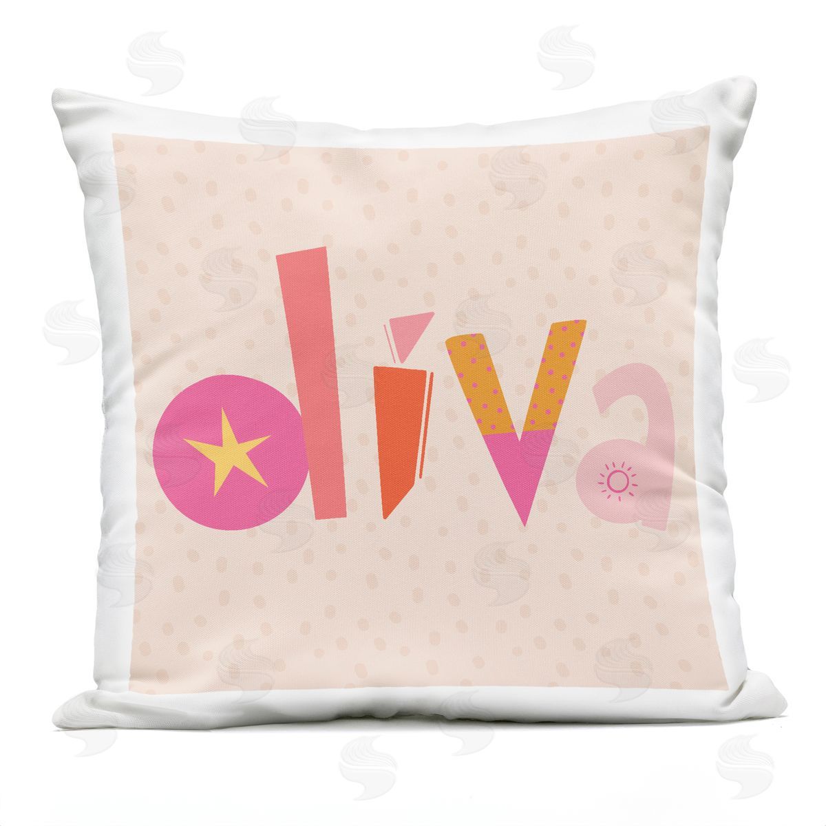 Sazerelli Designs Diva Patterned Whimsical Text Outdoor Quick-Dry Polyester Printed Throw Pillow