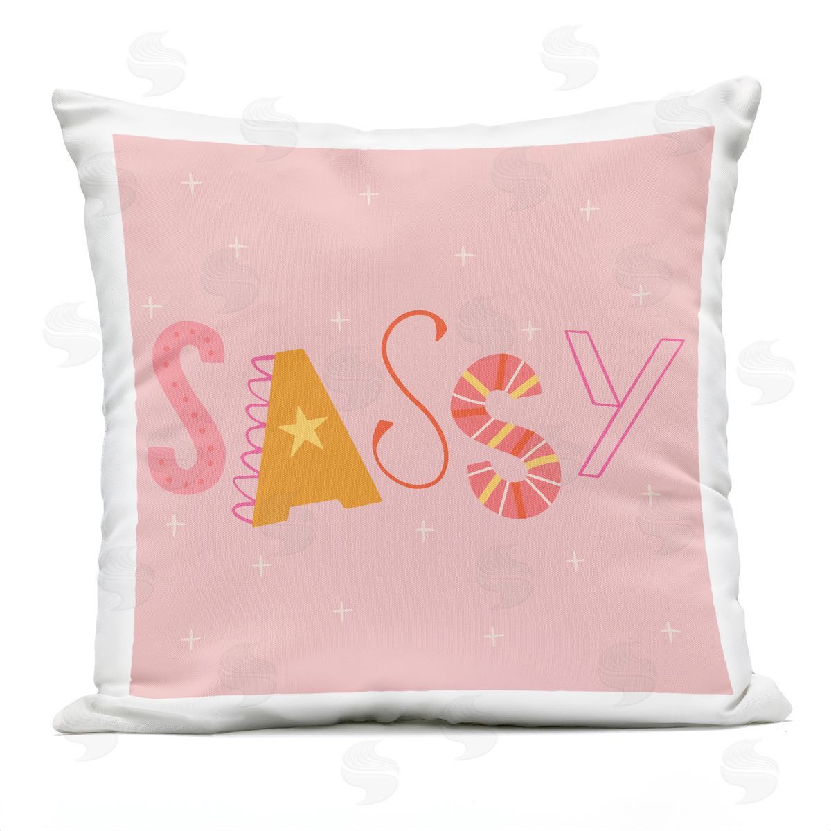 Sazerelli Designs Pink & Yellow Sassy Typography Outdoor Quick-Dry Polyester Printed Throw Pillow