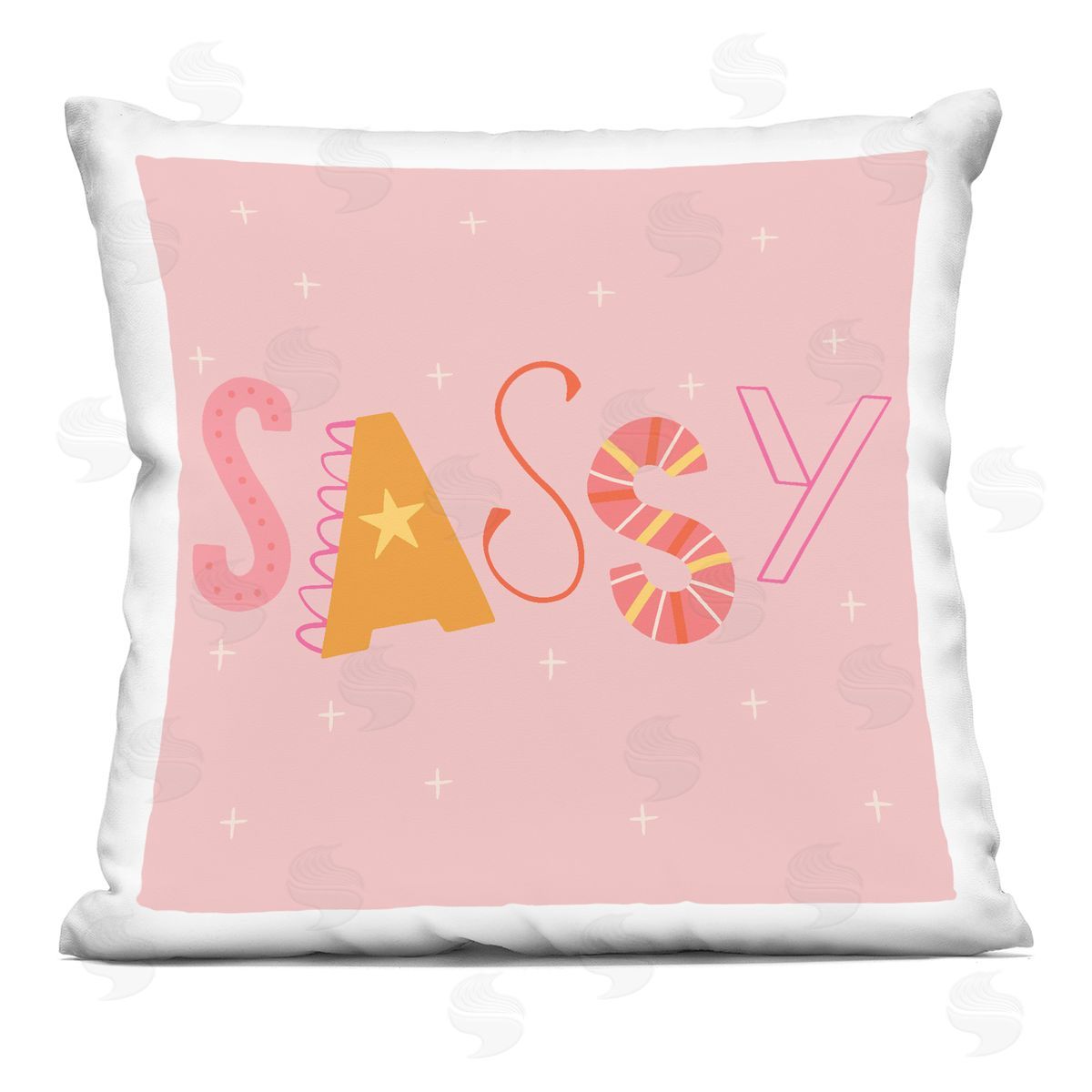 Sazerelli Designs Pink & Yellow Sassy Typography Printed Plush Polyester Throw Pillow