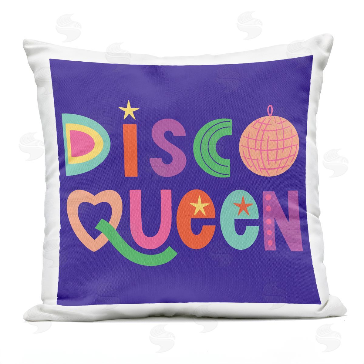 Sazerelli Designs Disco Queen with Retro Letters Outdoor Quick-Dry Polyester Printed Throw Pillow