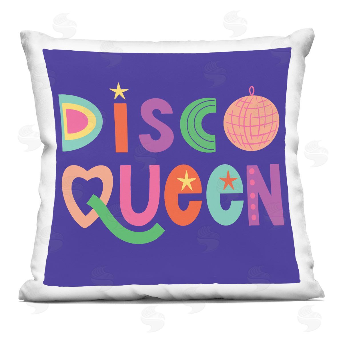 Sazerelli Designs Disco Queen with Retro Letters Printed Plush Polyester Throw Pillow