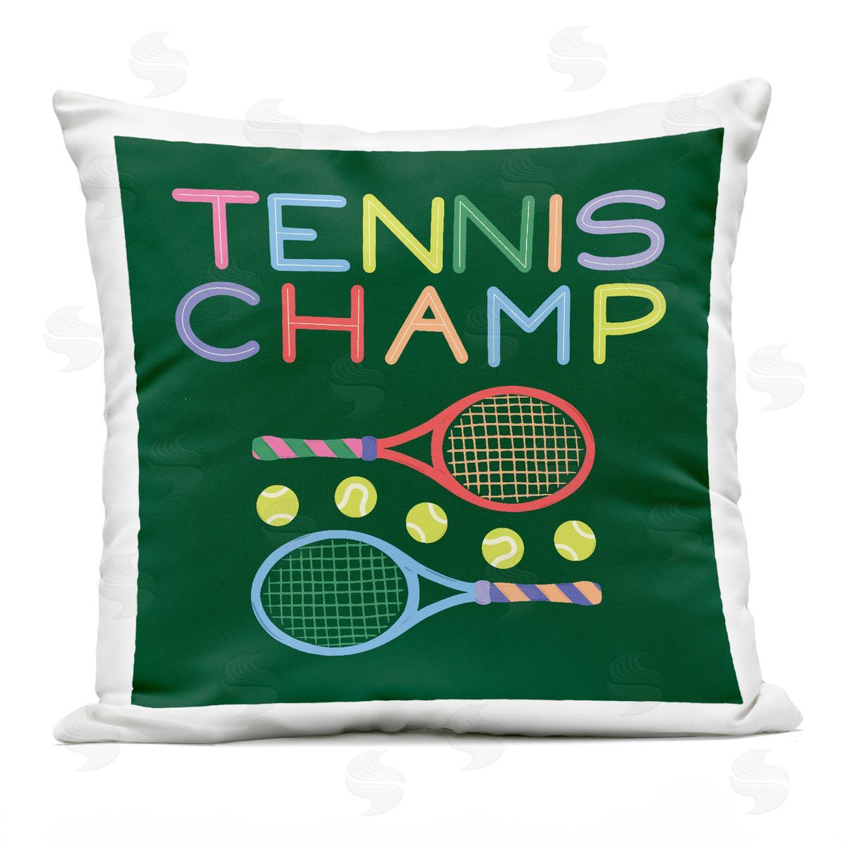 Sazerelli Designs Tennis Champ Racket & Balls Outdoor Quick-Dry Polyester Printed Throw Pillow