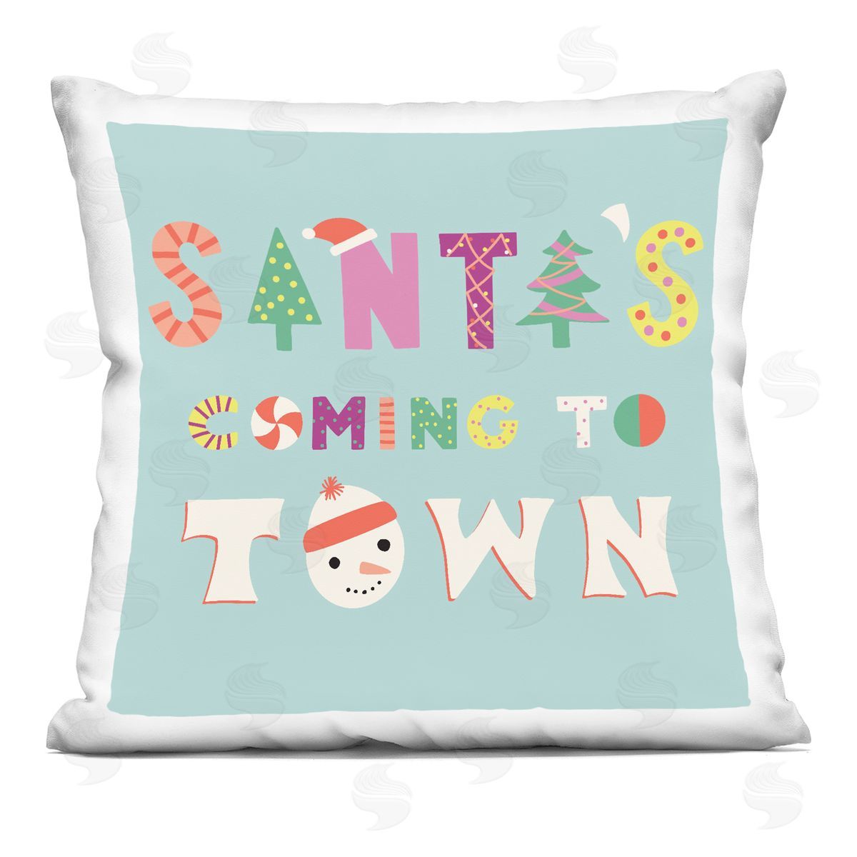 Sazerelli Designs Whimsical Santa's Coming To Town Printed Plush Polyester Throw Pillow