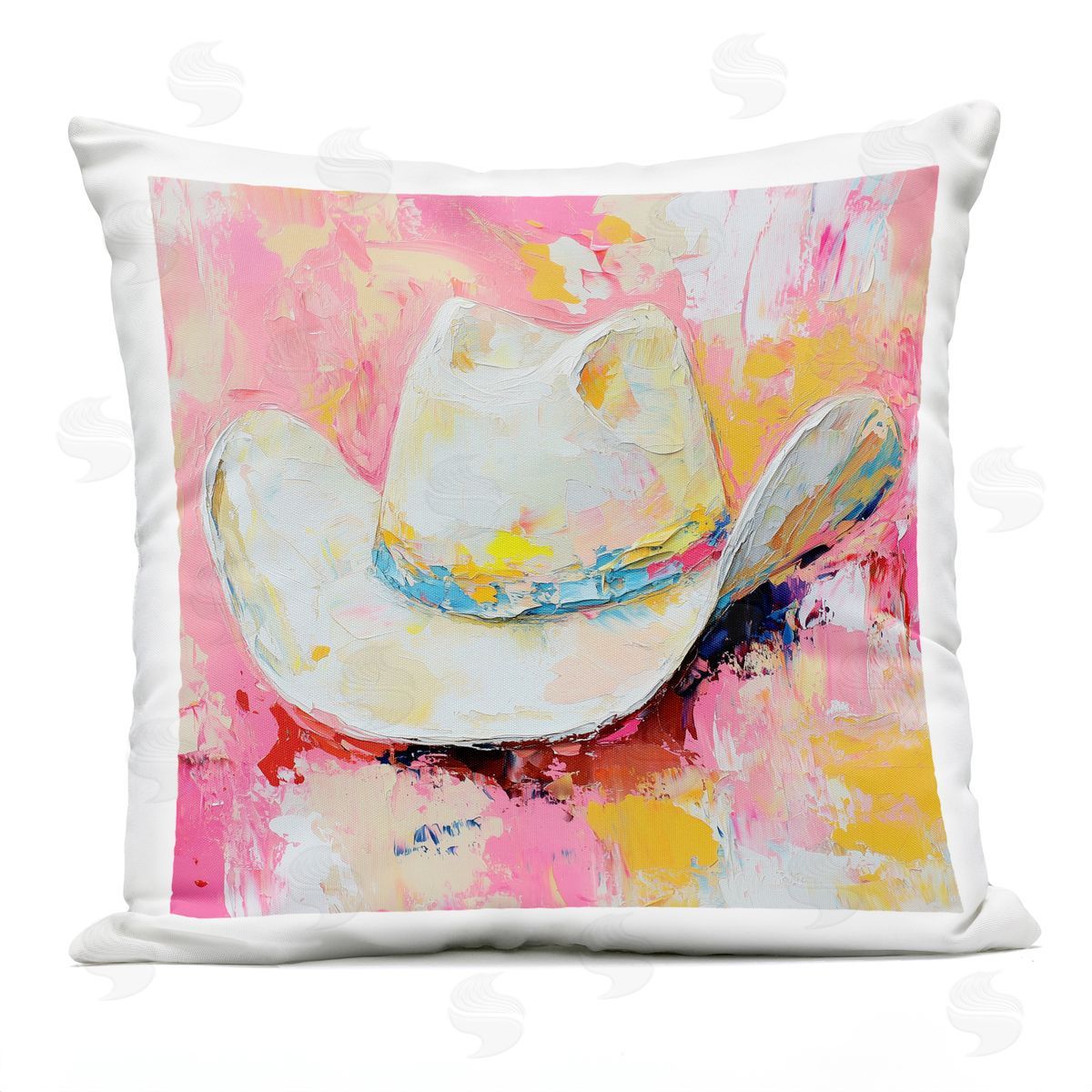 Heidi Kuntz Painterly Brushed Cowgirl Hat Outdoor Quick-Dry Polyester Printed Throw Pillow