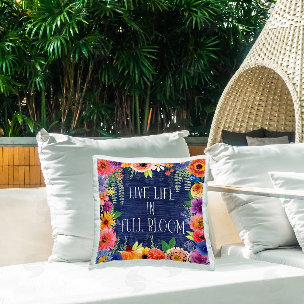 Nicole DeCamp Live Life in Full Bloom Outdoor Quick-Dry Polyester Printed Throw Pillow in Back Yard