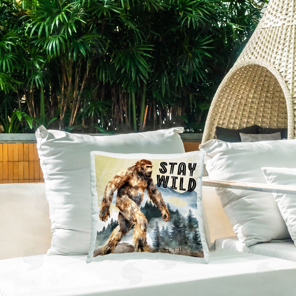 Nicole DeCamp Stay Wild with Mythical Monster Outdoor Quick-Dry Polyester Printed Throw Pillow in Back Yard
