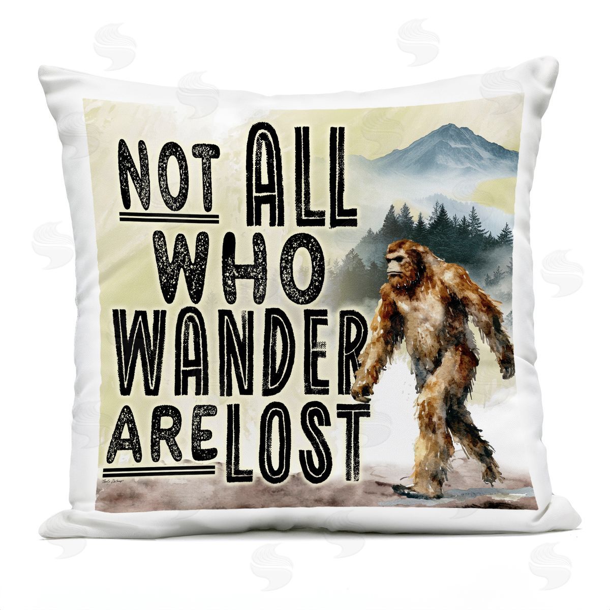 Nicole DeCamp Not All Who Wander Phrase Outdoor Quick-Dry Polyester Printed Throw Pillow