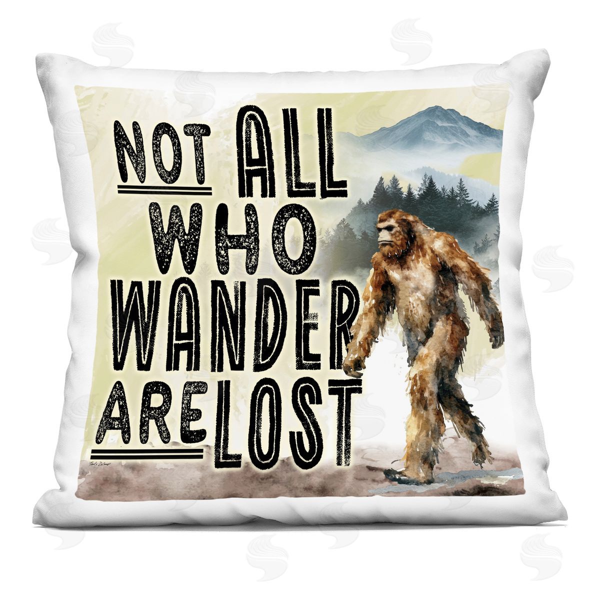Nicole DeCamp Not All Who Wander Phrase Printed Plush Polyester Throw Pillow