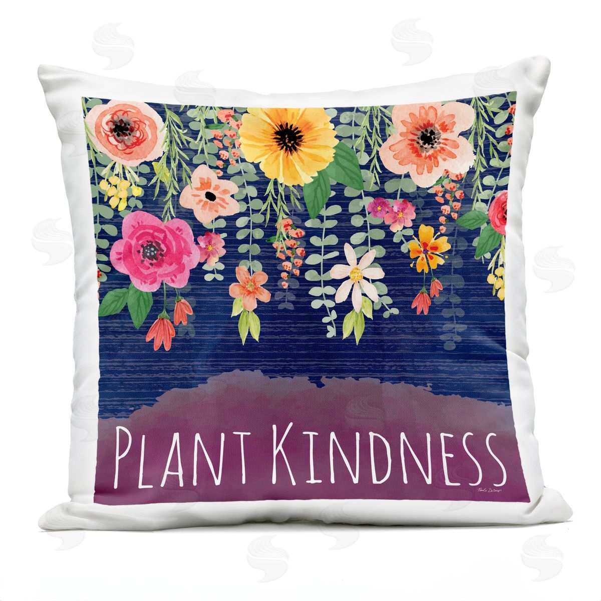 Nicole DeCamp Plant Kindness with Florals Outdoor Quick-Dry Polyester Printed Throw Pillow
