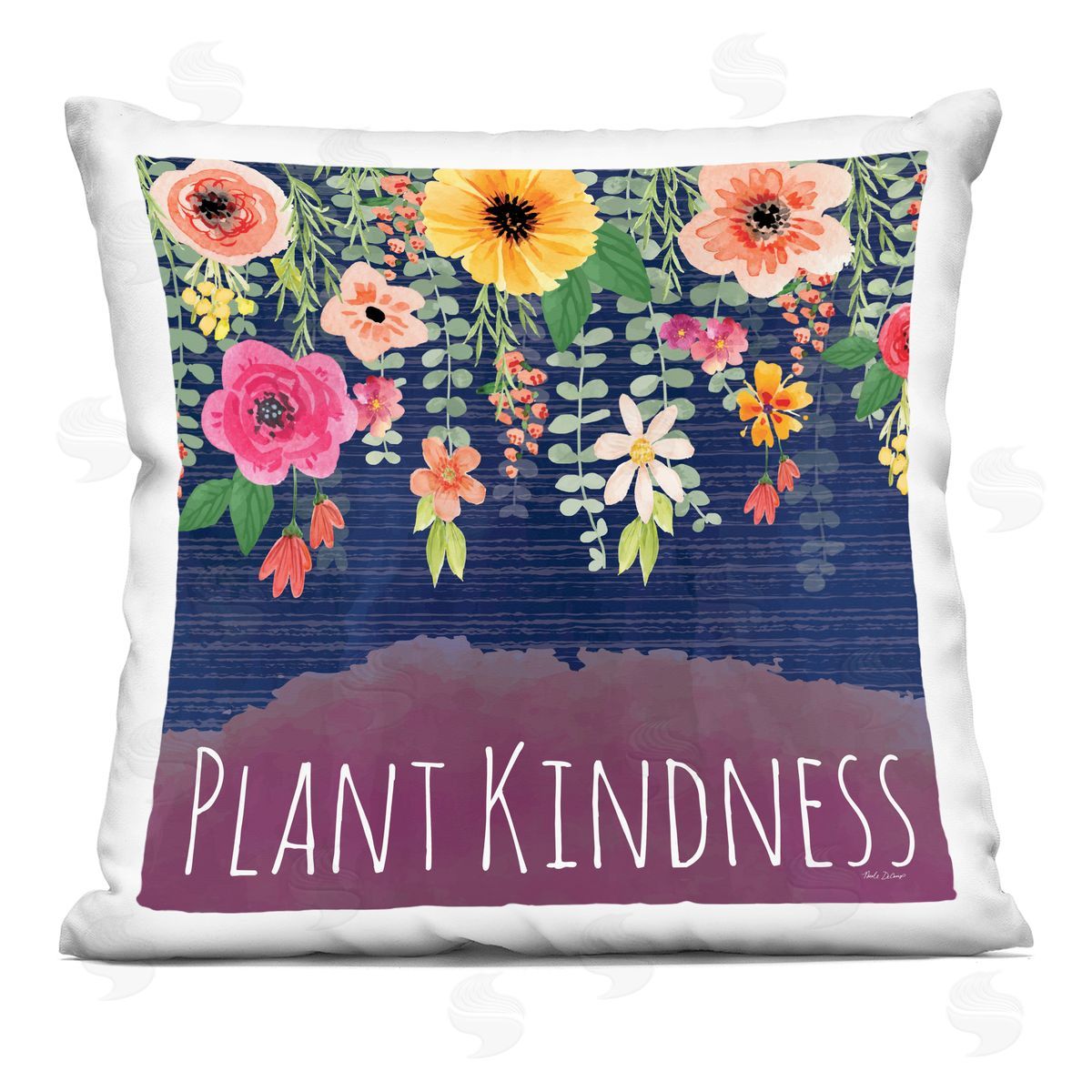Nicole DeCamp Plant Kindness with Florals Printed Plush Polyester Throw Pillow