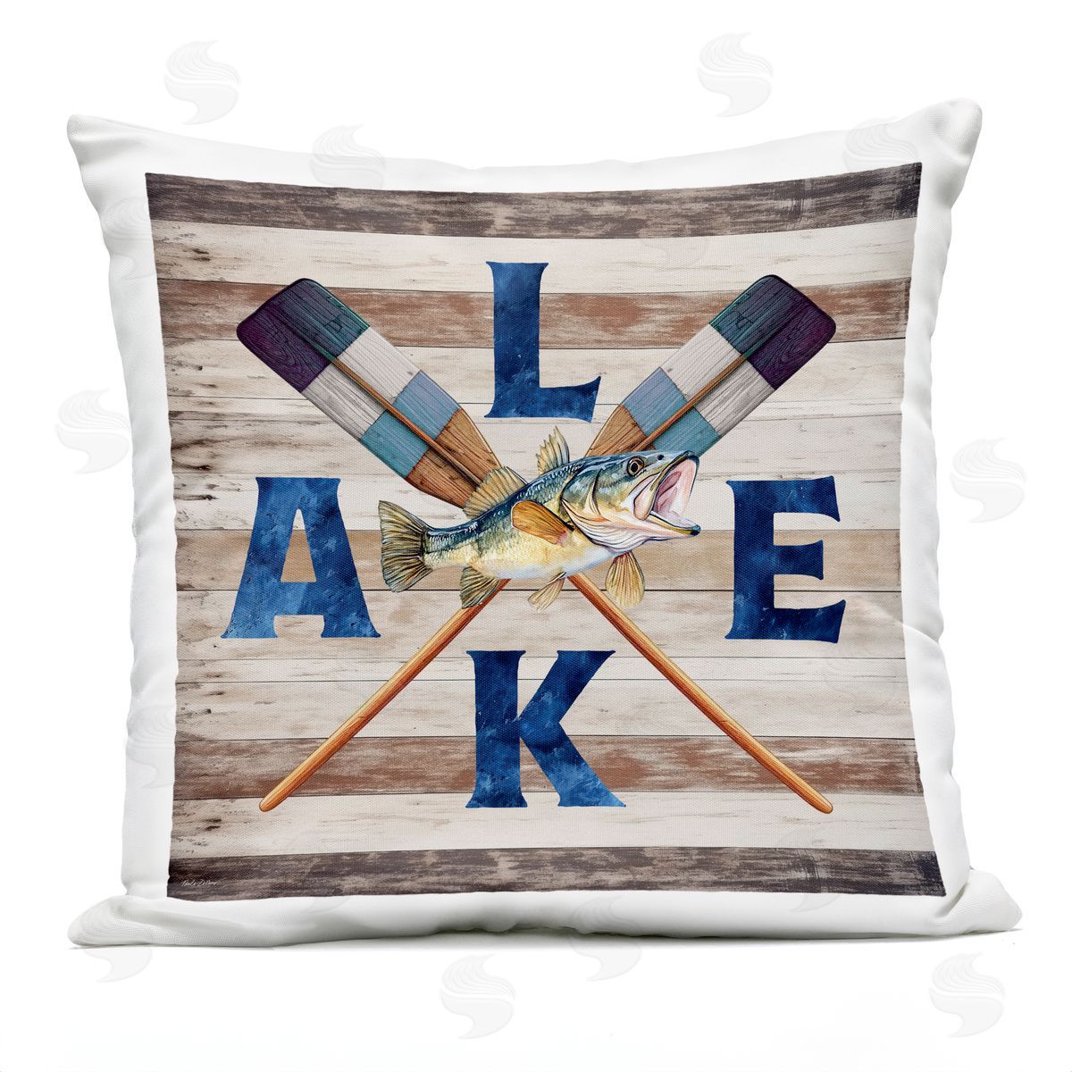 Nicole DeCamp Rustic Lake Boat Oars Outdoor Quick-Dry Polyester Printed Throw Pillow