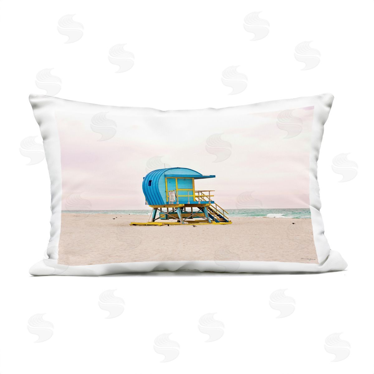 Seven Trees Design Summer Lifeguard Cabin Outdoor Quick-Dry Polyester Printed Throw Pillow