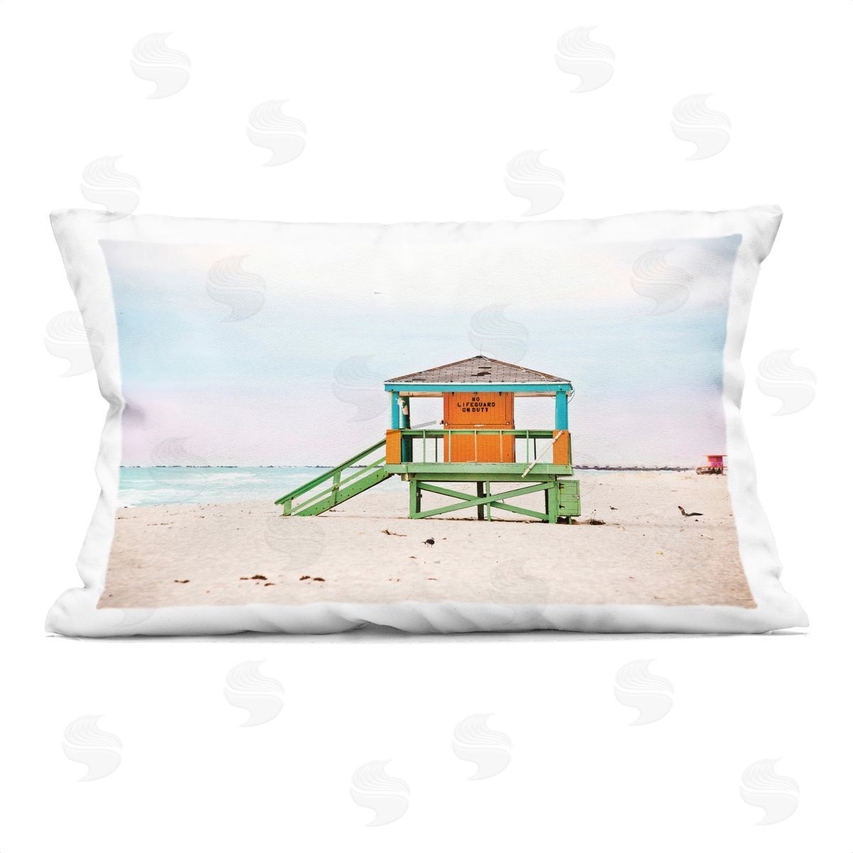Seven Trees Design No Lifeguard On Duty Printed Plush Polyester Throw Pillow