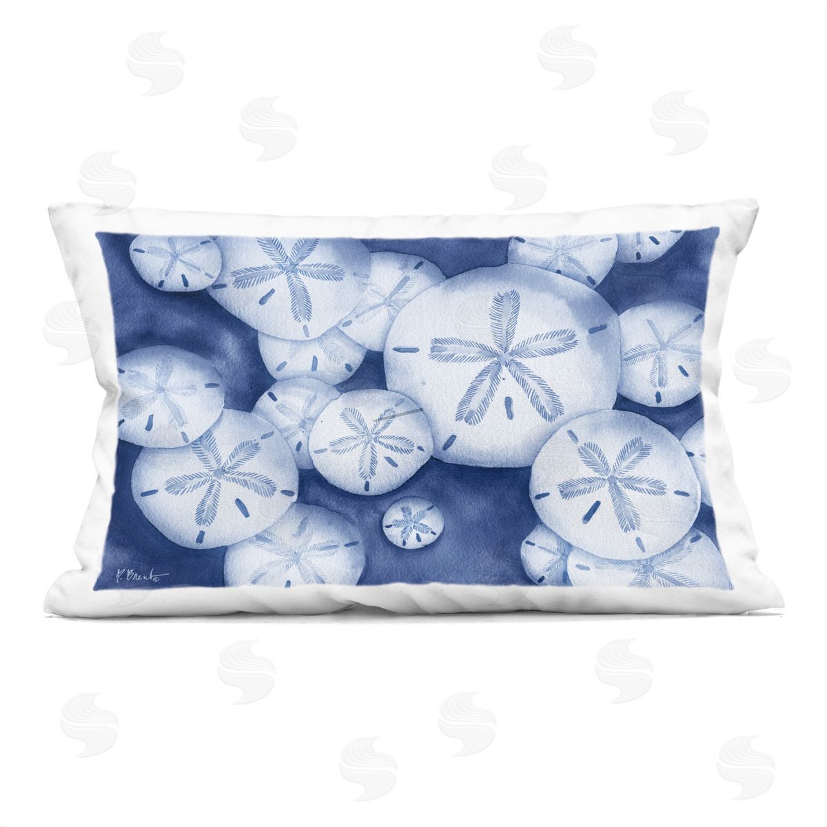 Paul Brent Watercolor Style Sand Dollars Printed Plush Polyester Throw Pillow