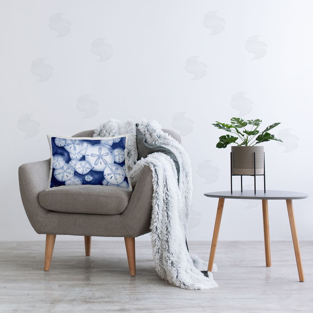 Paul Brent Watercolor Style Sand Dollars Printed Plush Polyester Throw Pillow On Chair