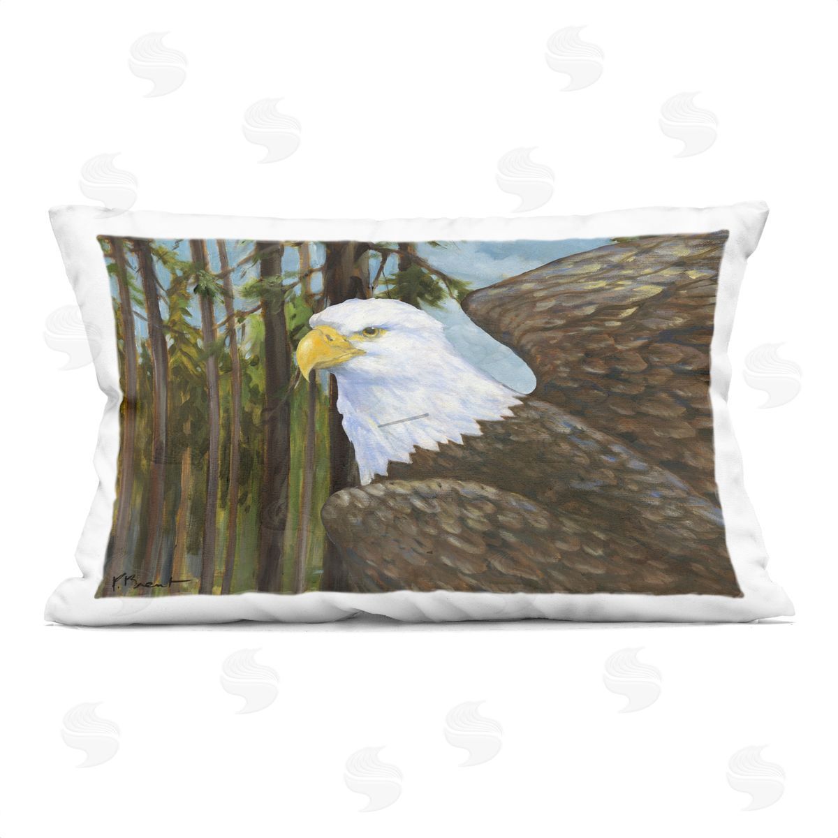 Paul Brent Woodland Eagle's View Printed Plush Polyester Throw Pillow