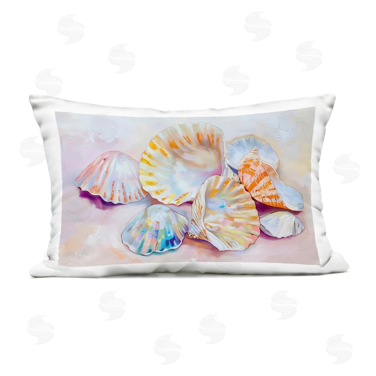 Arlington Prints Pile of Various Seashells Outdoor Quick-Dry Polyester Printed Throw Pillow