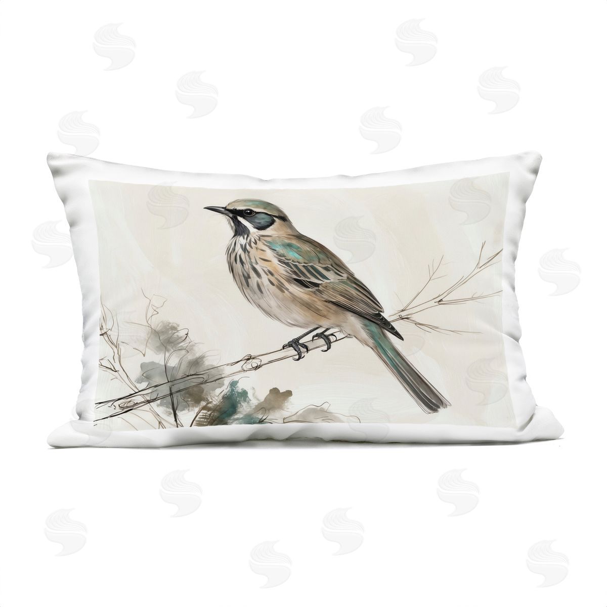 Creative Studio Perched Bird Illustration Outdoor Quick-Dry Polyester Printed Throw Pillow