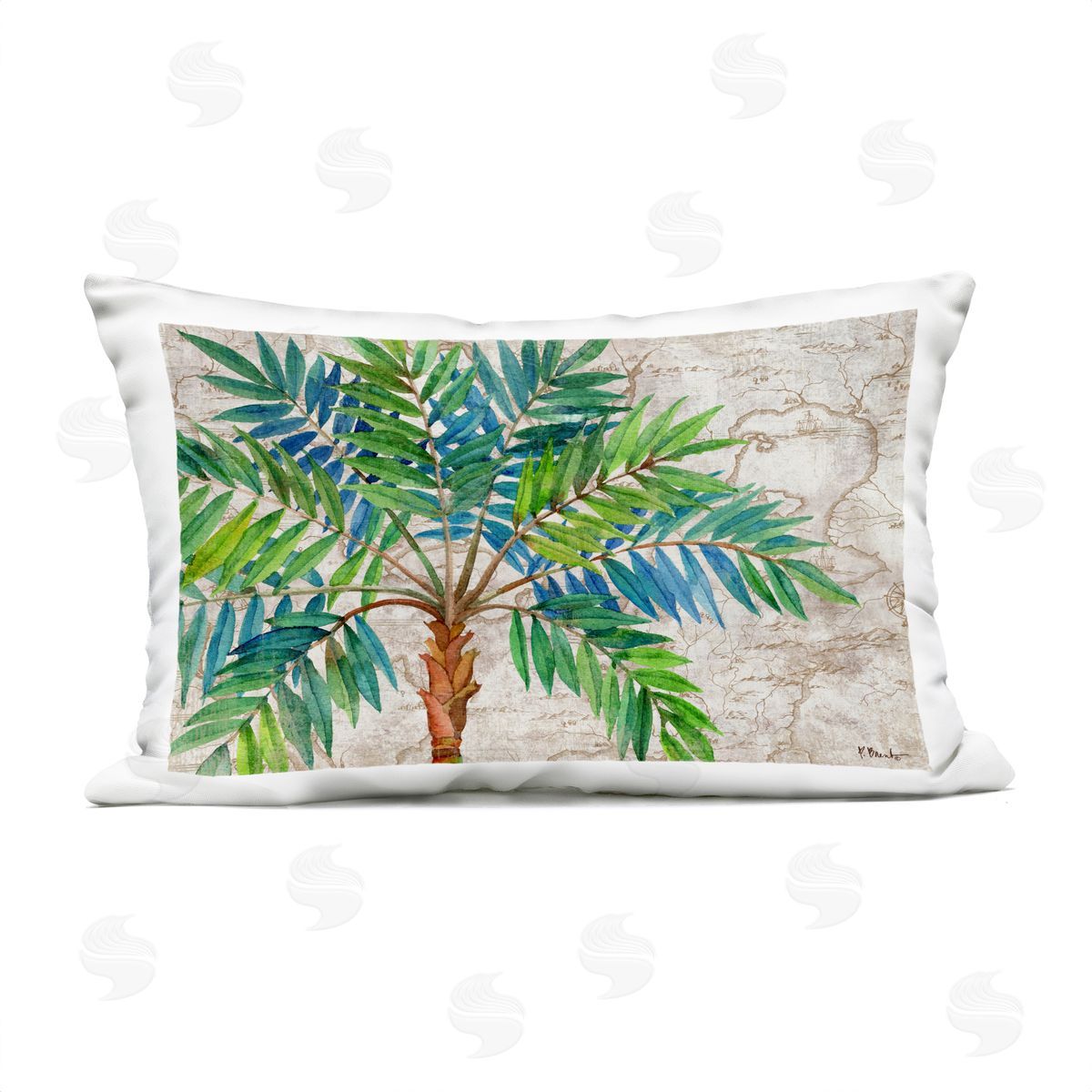 Paul Brent Aqueous Palm Tree Outdoor Quick-Dry Polyester Printed Throw Pillow