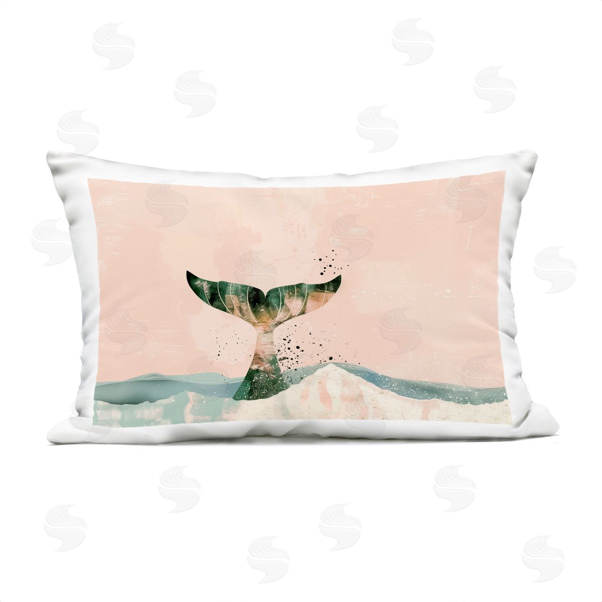 Arlington Prints Pink Abstract Whale Tail Outdoor Quick-Dry Polyester Printed Throw Pillow