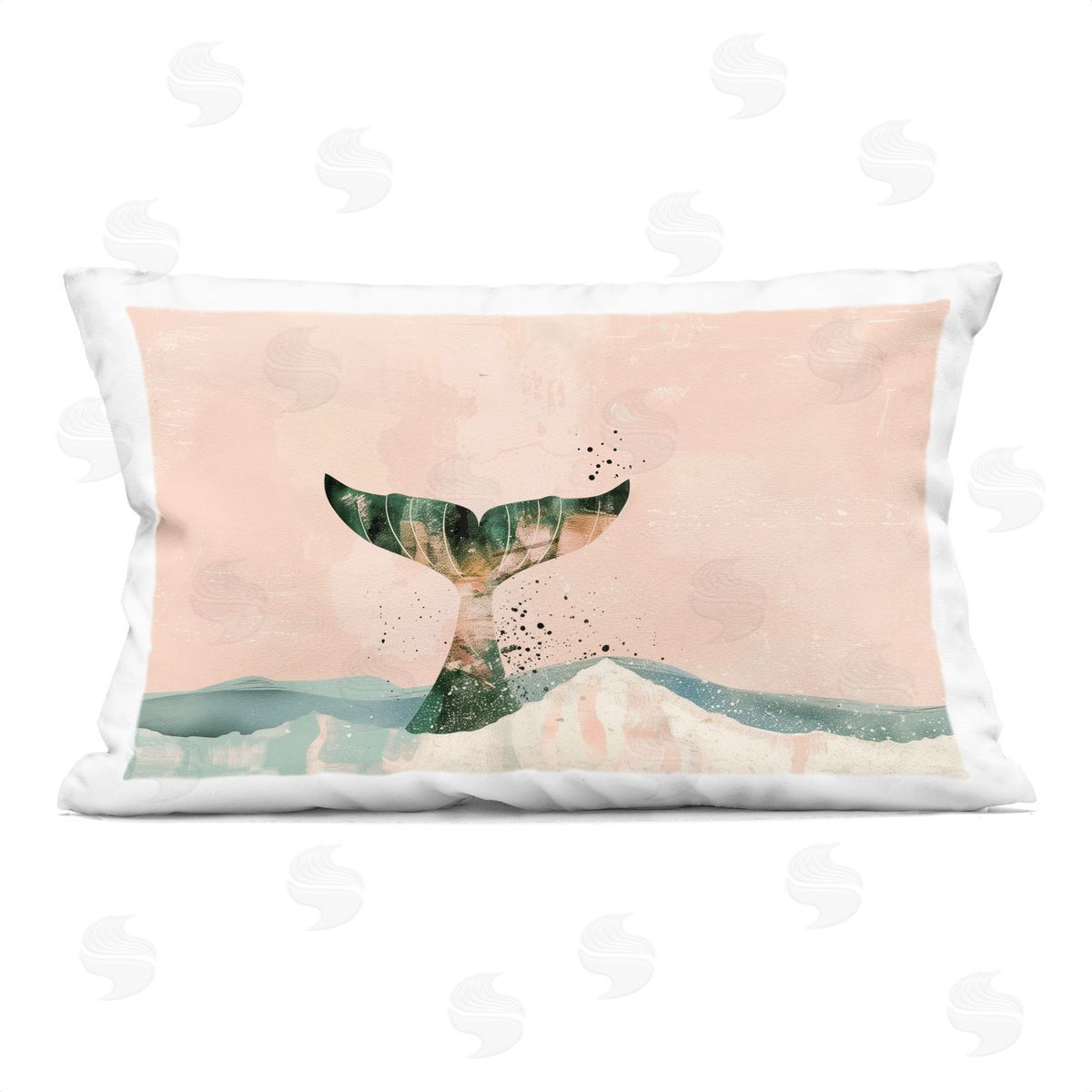 Arlington Prints Pink Abstract Whale Tail Printed Plush Polyester Throw Pillow