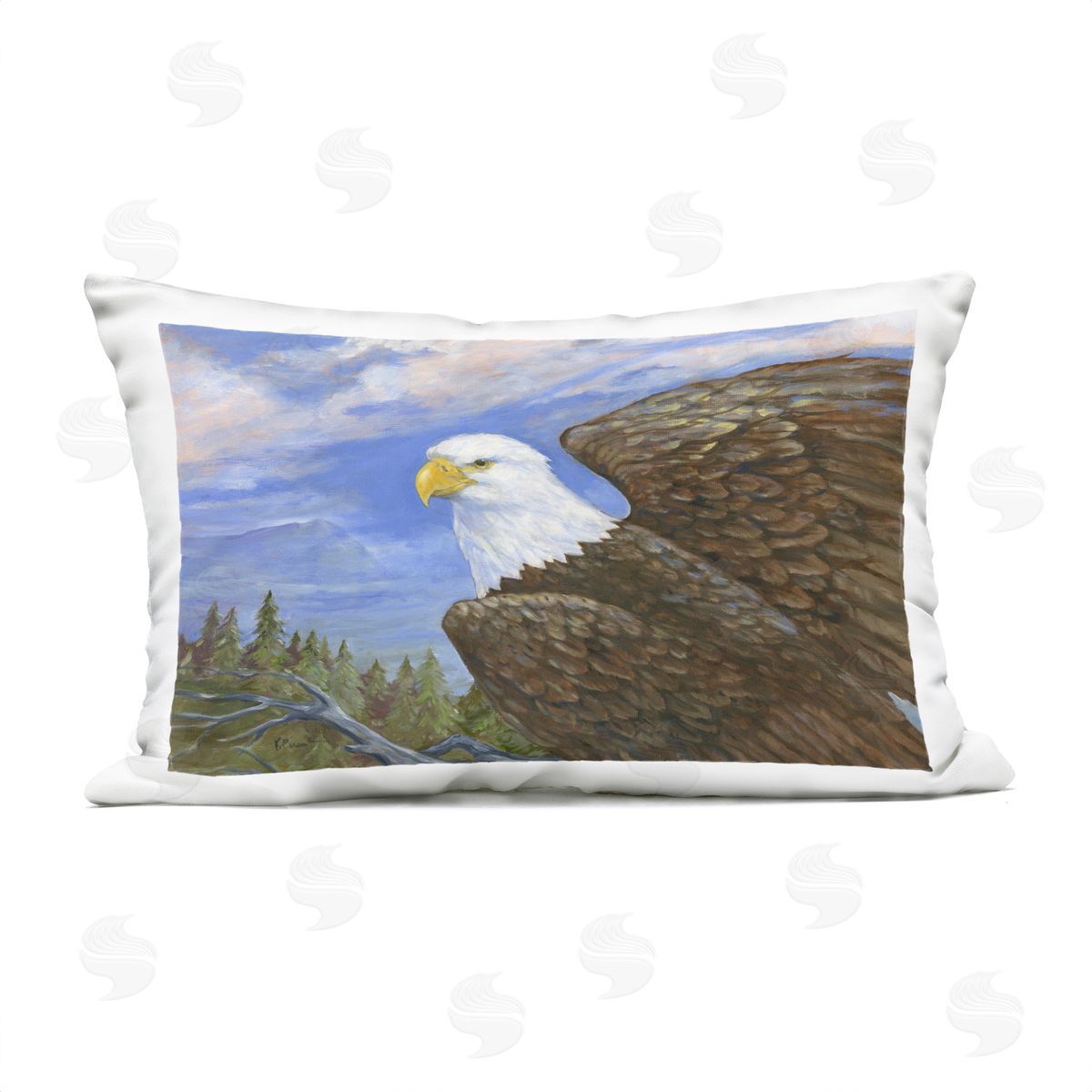 Paul Brent Eagle Overlook from Tree Top Outdoor Quick-Dry Polyester Printed Throw Pillow