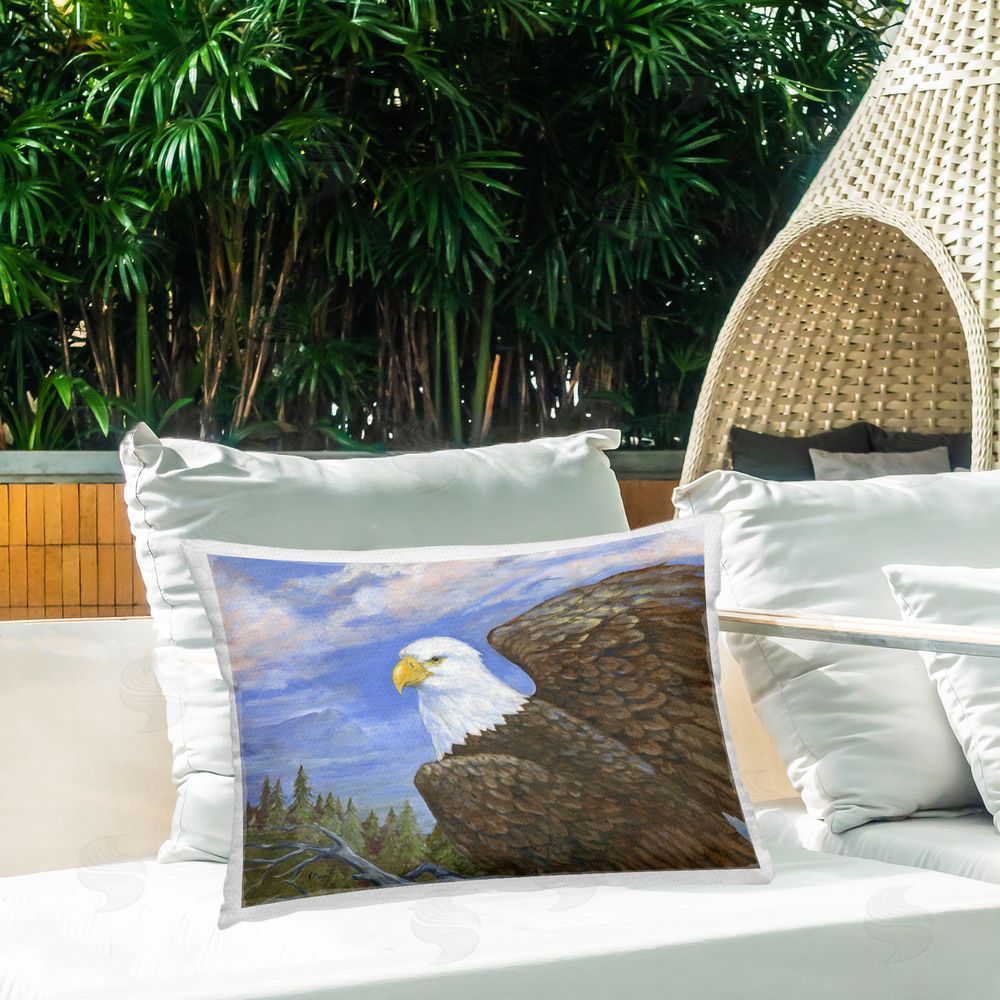 Paul Brent Eagle Overlook from Tree Top Outdoor Quick-Dry Polyester Printed Throw Pillow in Back Yard