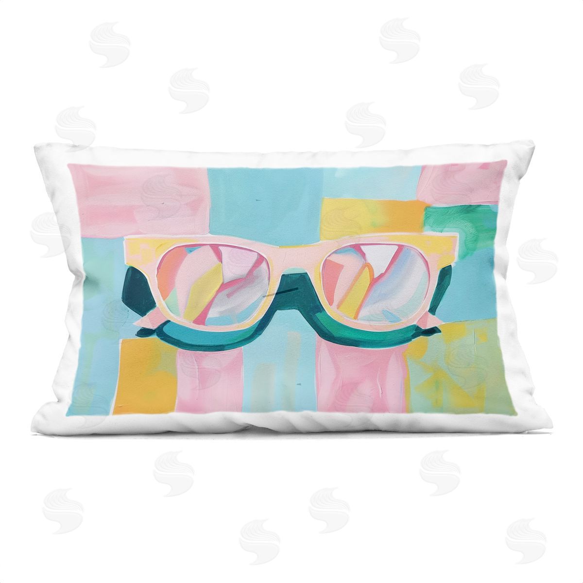 Arlington Prints Blocked Pastels & Sunglasses Printed Plush Polyester Throw Pillow