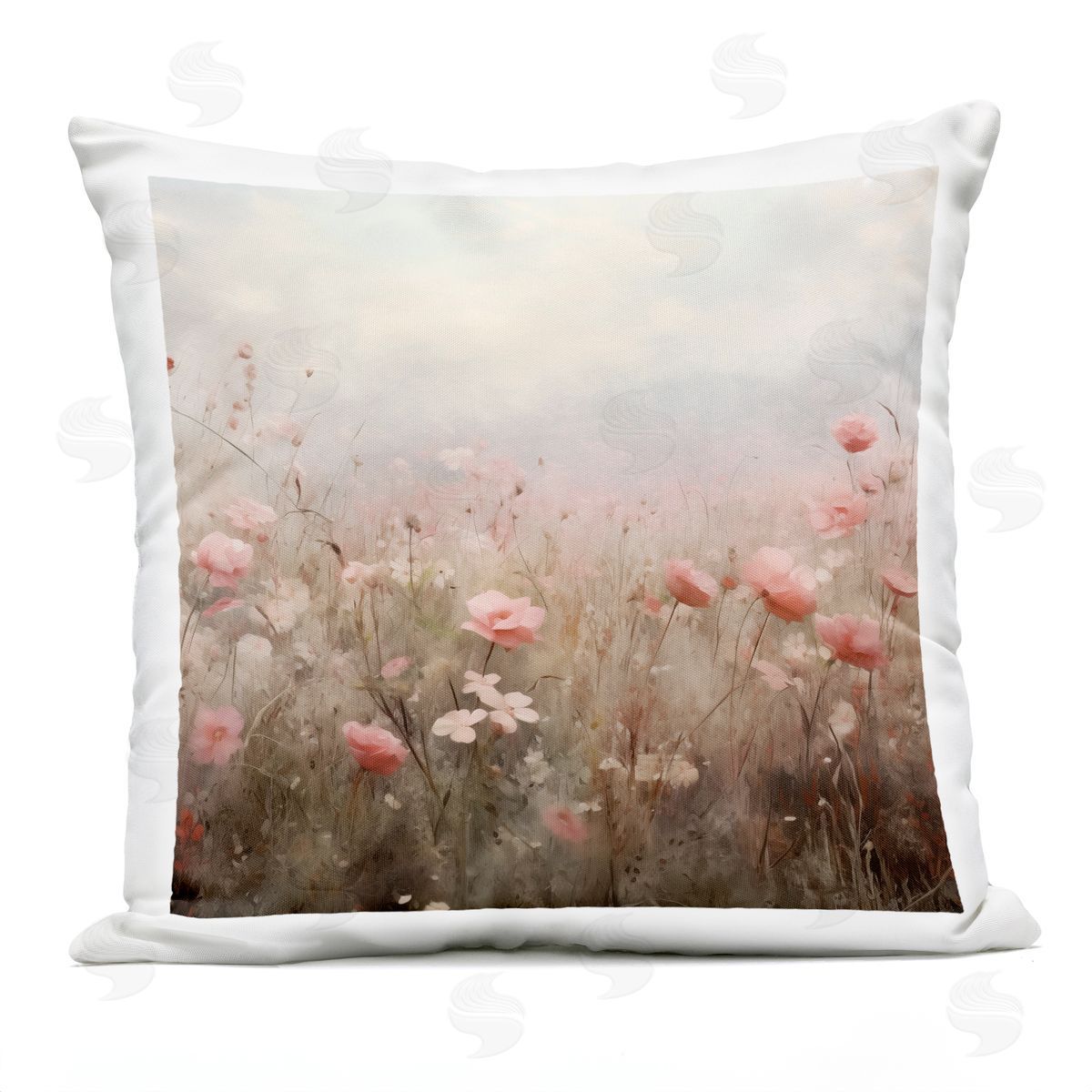 Arlington Prints Blooming Pink Meadow Flowers Outdoor Quick-Dry Polyester Printed Throw Pillow