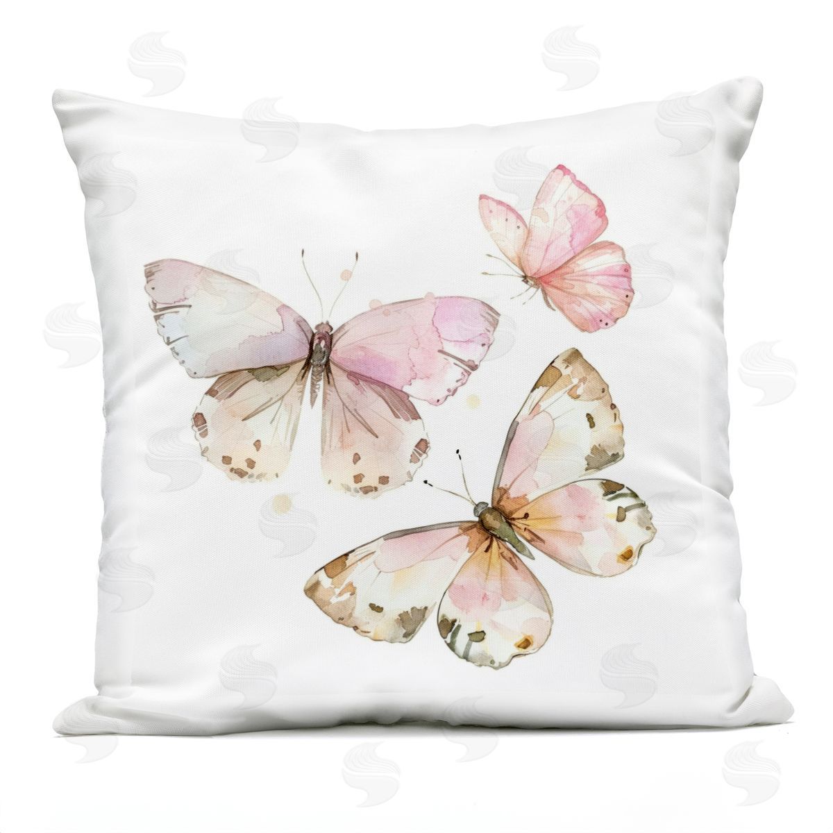 Creative Studio Soft Watercolor Butterfly Trio Outdoor Quick-Dry Polyester Printed Throw Pillow