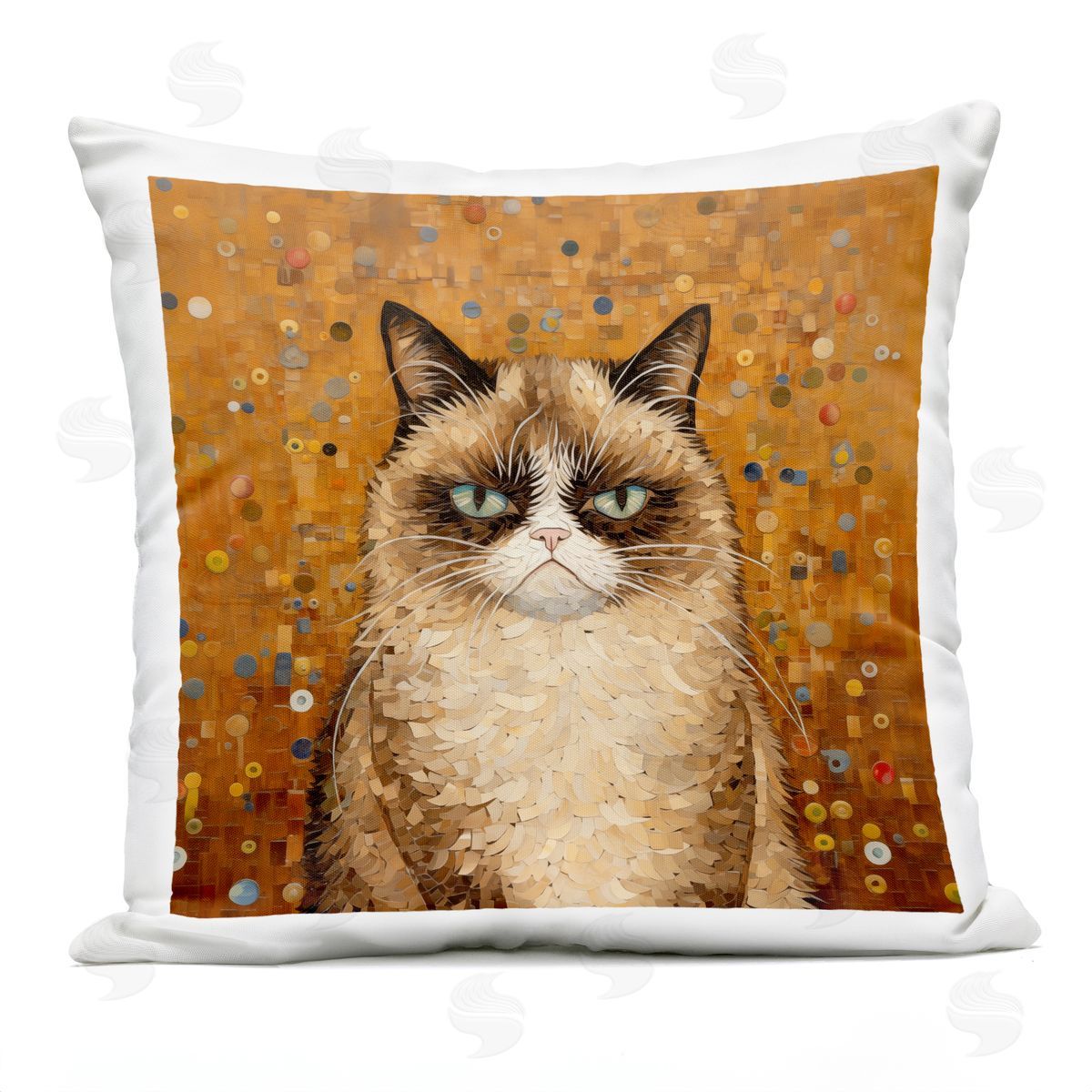 Arlington Prints Grouchy Cat in Classic Style Outdoor Quick-Dry Polyester Printed Throw Pillow