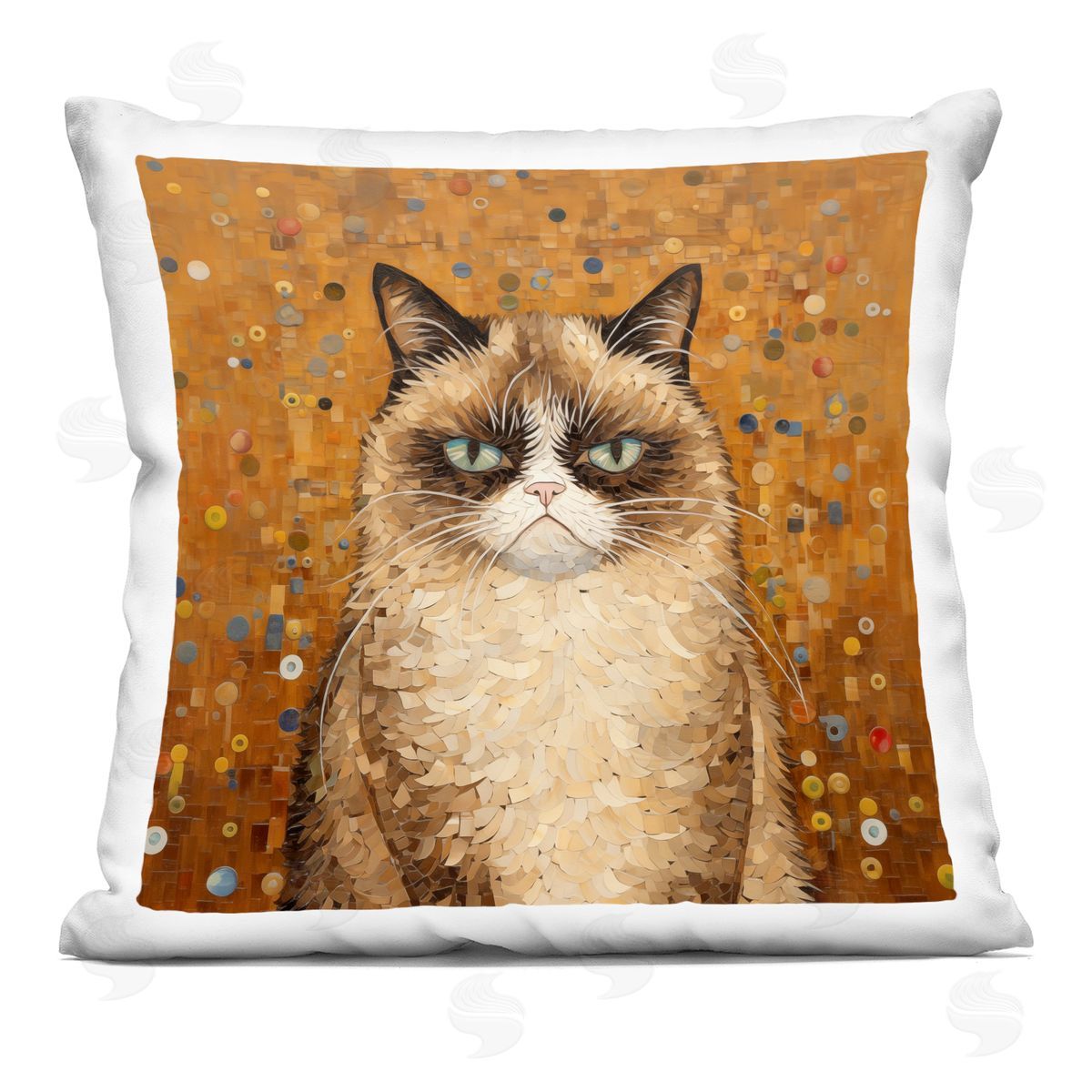 Arlington Prints Grouchy Cat in Classic Style Printed Plush Polyester Throw Pillow