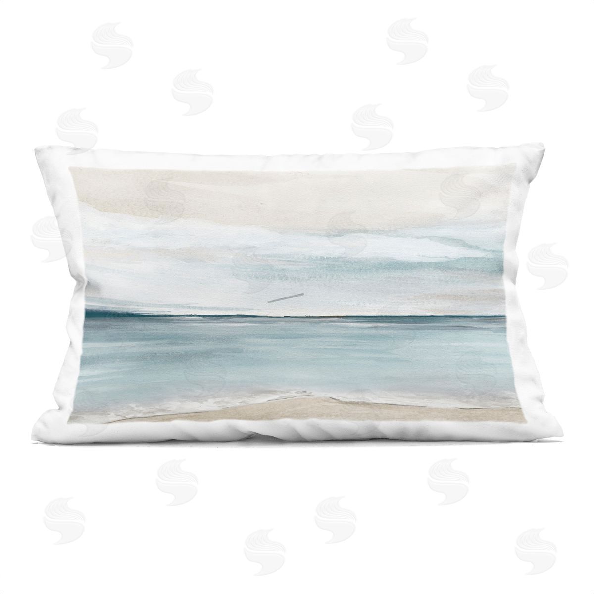 Kristen Brockmon Muted Soft Watercolor Beach Printed Plush Polyester Throw Pillow