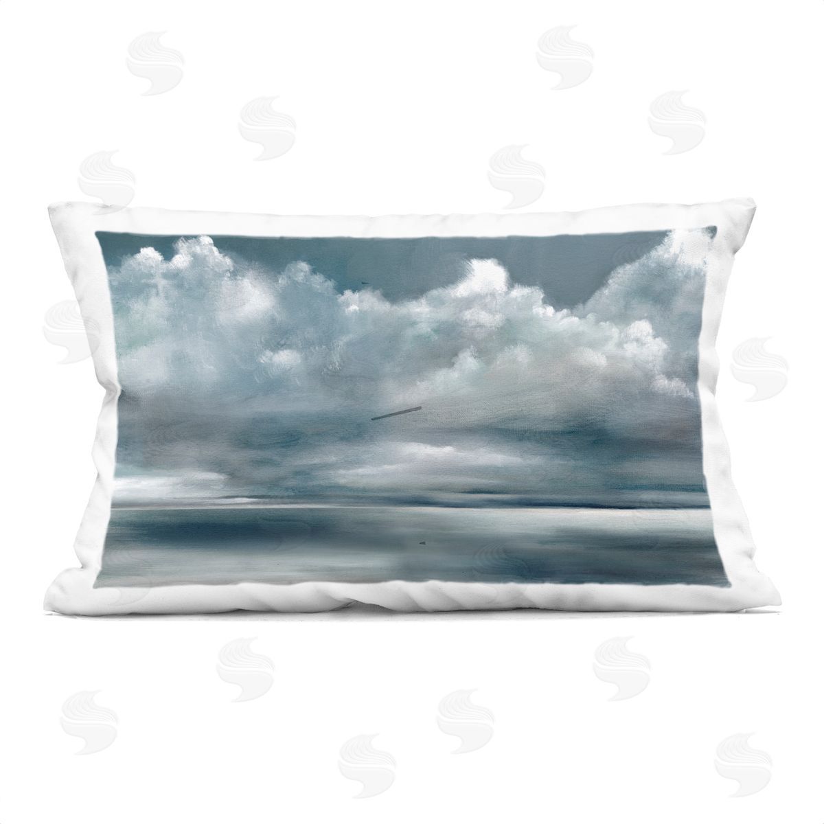 Ruane Manning Full Grey Storm Clouds Printed Plush Polyester Throw Pillow