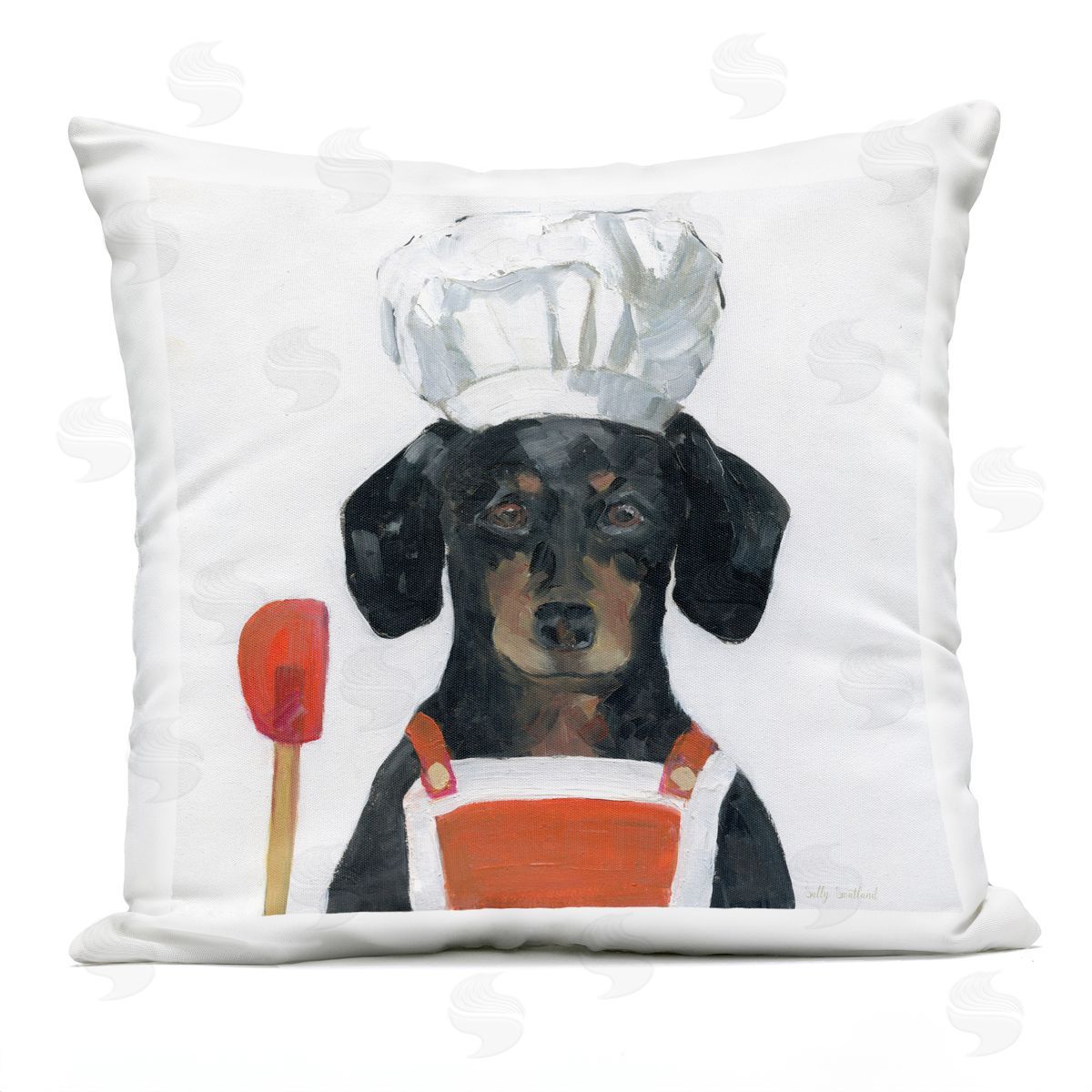 Sally Swatland Kitchen Chef Dog Outdoor Quick-Dry Polyester Printed Throw Pillow