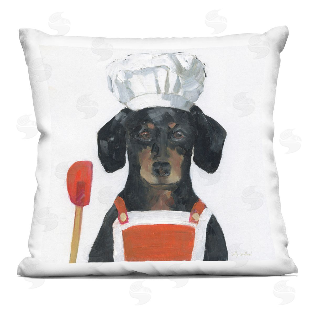 Sally Swatland Kitchen Chef Dog Printed Plush Polyester Throw Pillow
