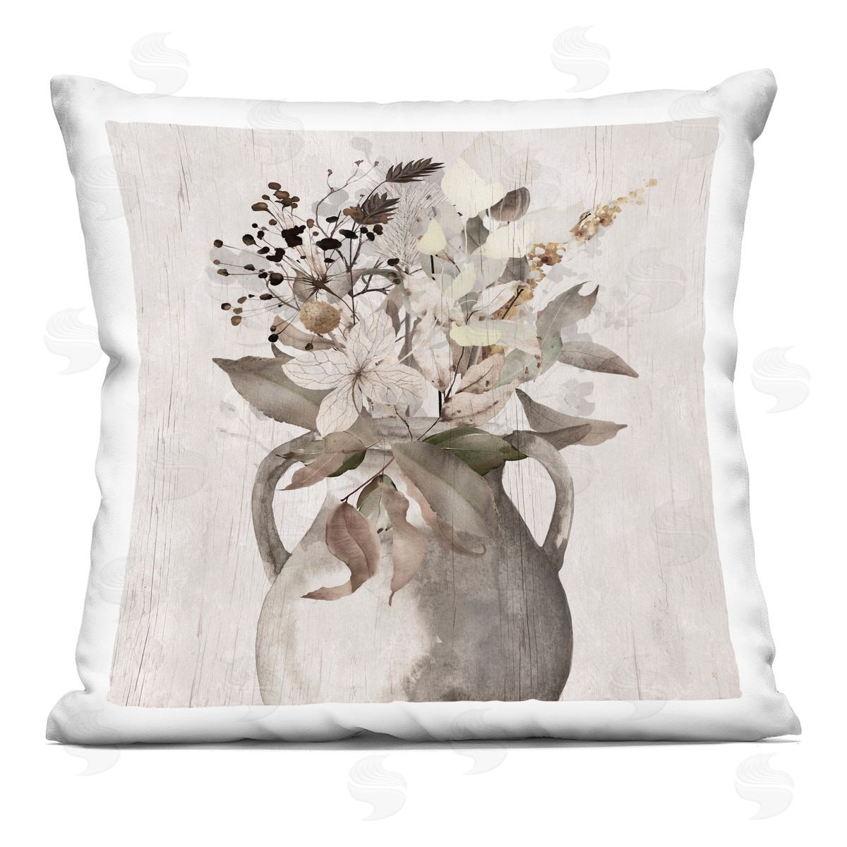 Val Rhodes Rustic Cottage Bouquet Printed Plush Polyester Throw Pillow