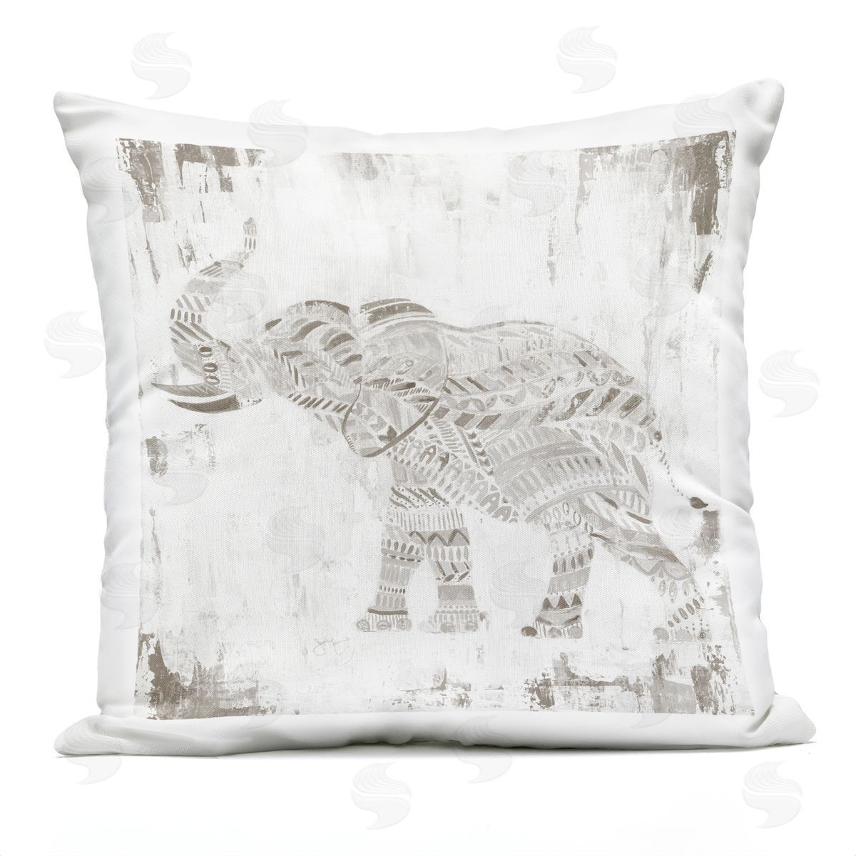 Janet Tava Boho Stripes Elephant Outdoor Quick-Dry Polyester Printed Throw Pillow