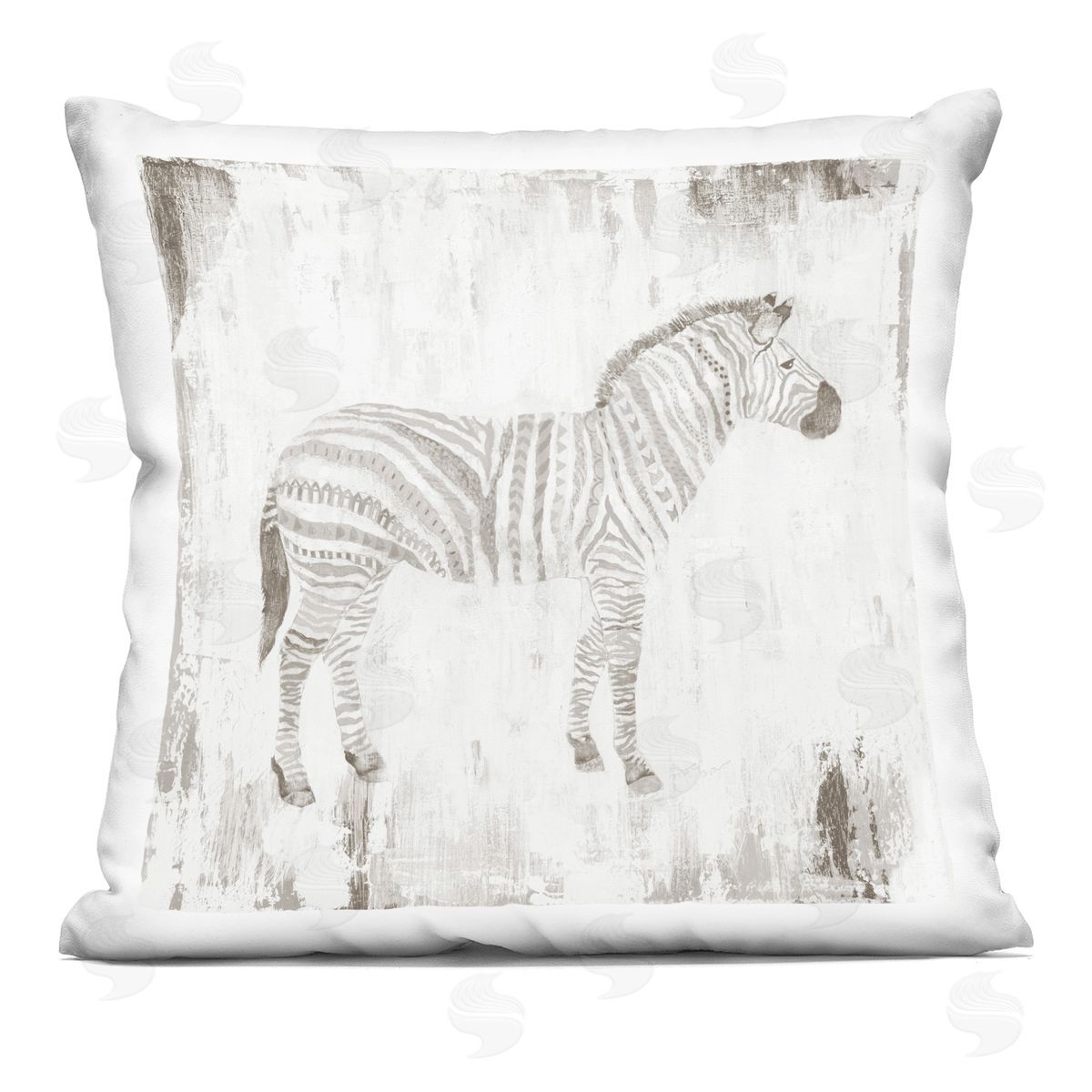Janet Tava Boho Striped Zebra Printed Plush Polyester Throw Pillow