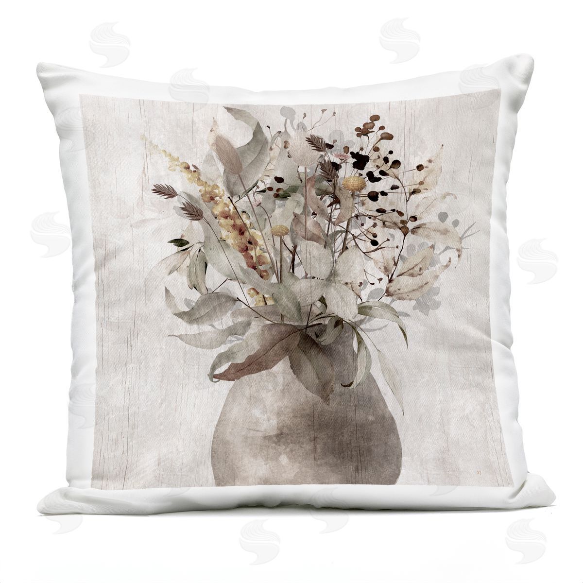 Val Rhodes Rustic Country Herb Vase Outdoor Quick-Dry Polyester Printed Throw Pillow