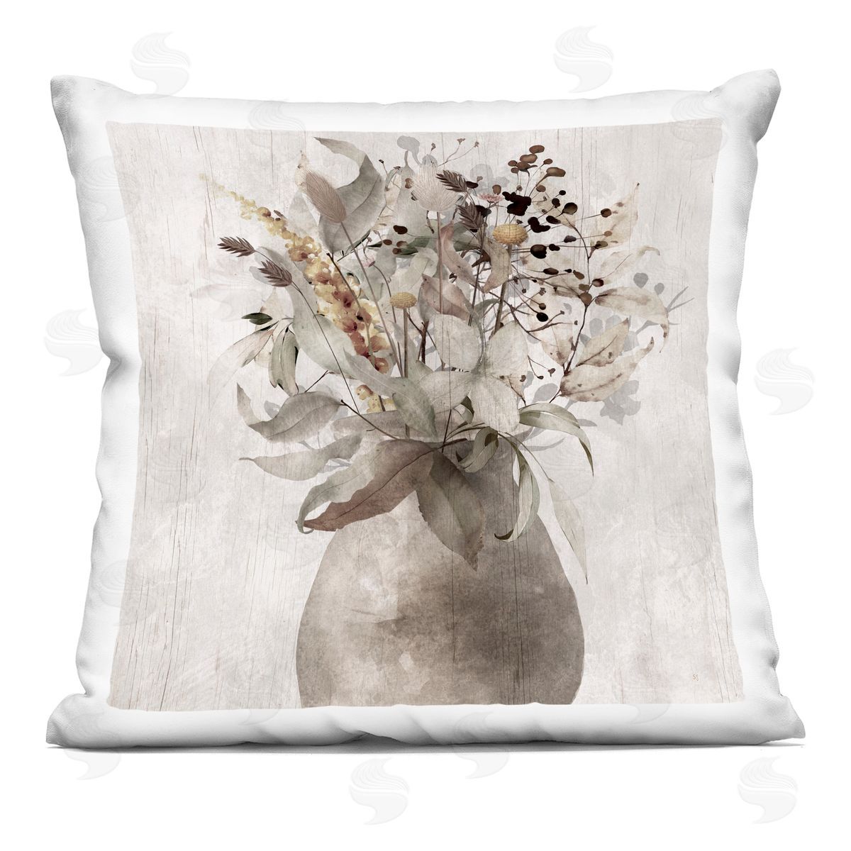 Val Rhodes Rustic Country Herb Vase Printed Plush Polyester Throw Pillow