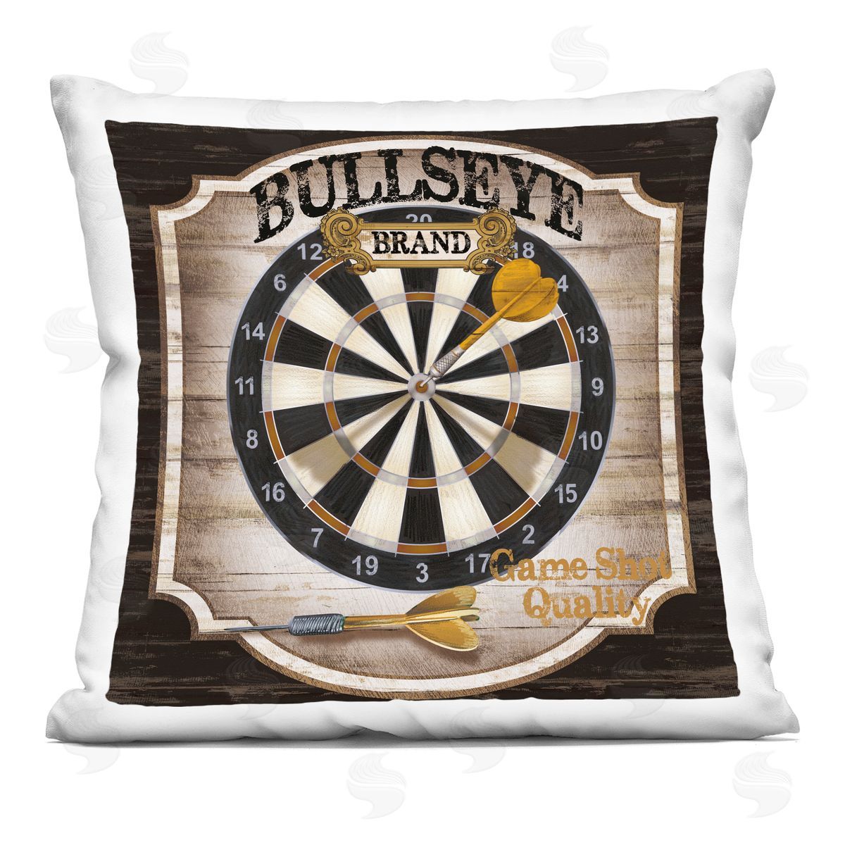 Conrad Knutsen Rustic Bullseye Darts Game Printed Plush Polyester Throw Pillow
