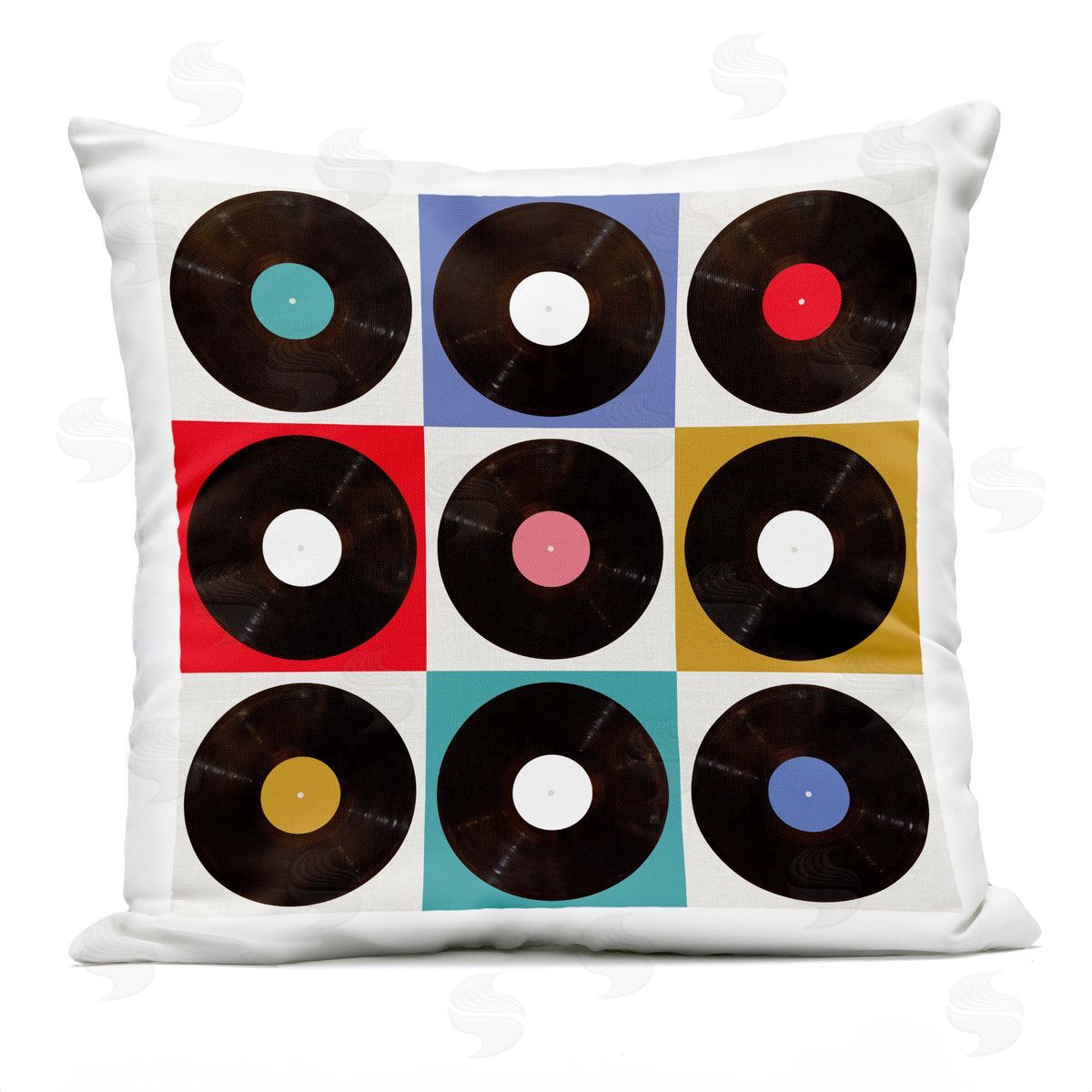 Katrina Craven Geometric Music Records Outdoor Quick-Dry Polyester Printed Throw Pillow