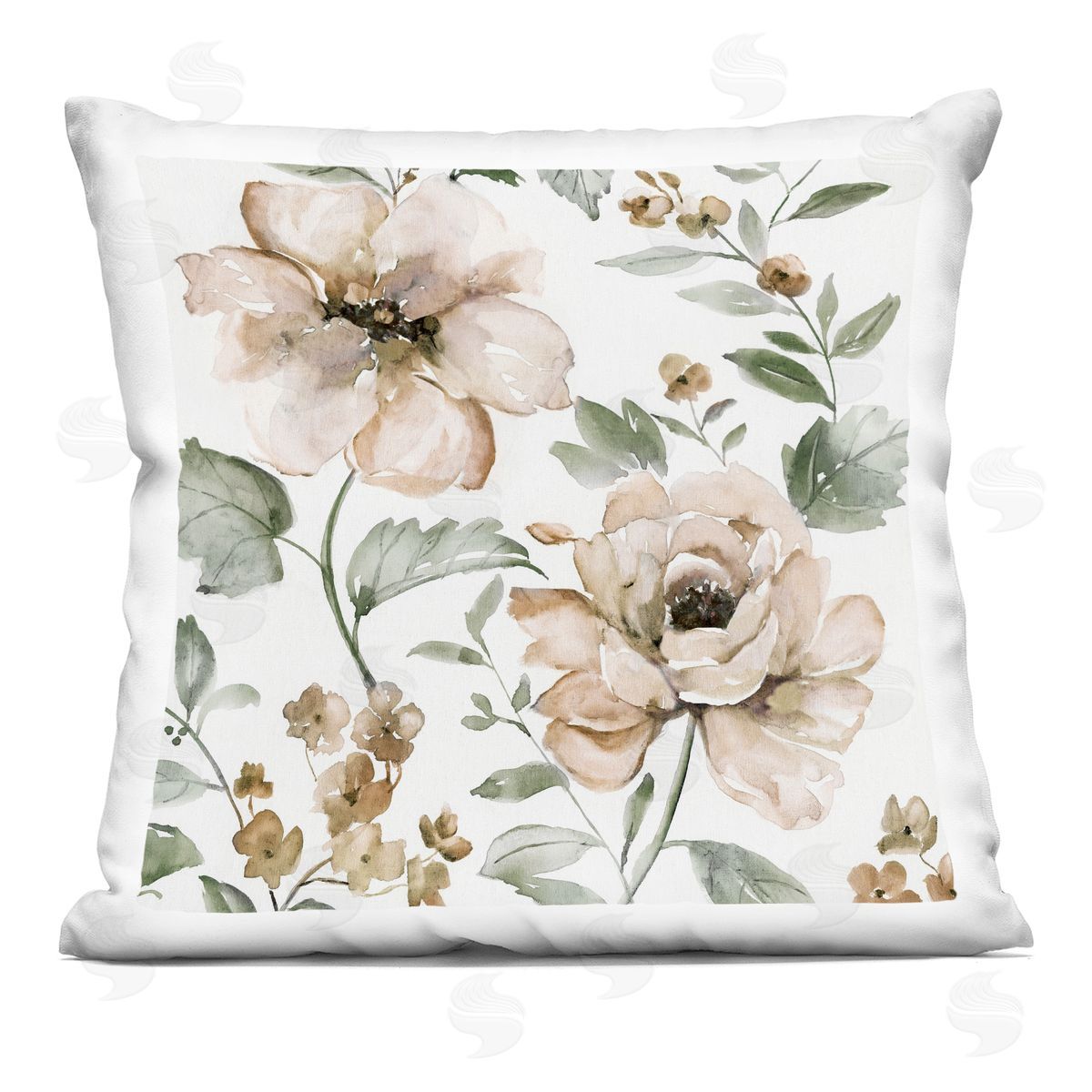 Nan Dainty Blooming Florals Printed Plush Polyester Throw Pillow