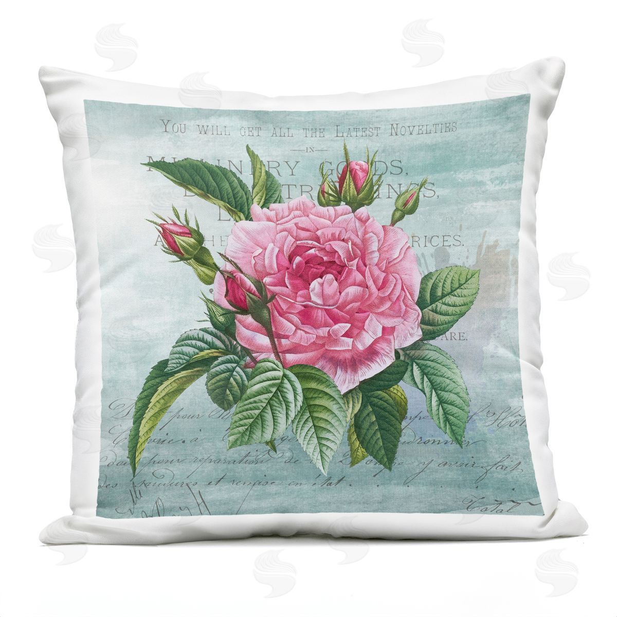 Susan Arnot Pink Dahlia over Rustic Outdoor Quick-Dry Polyester Printed Throw Pillow