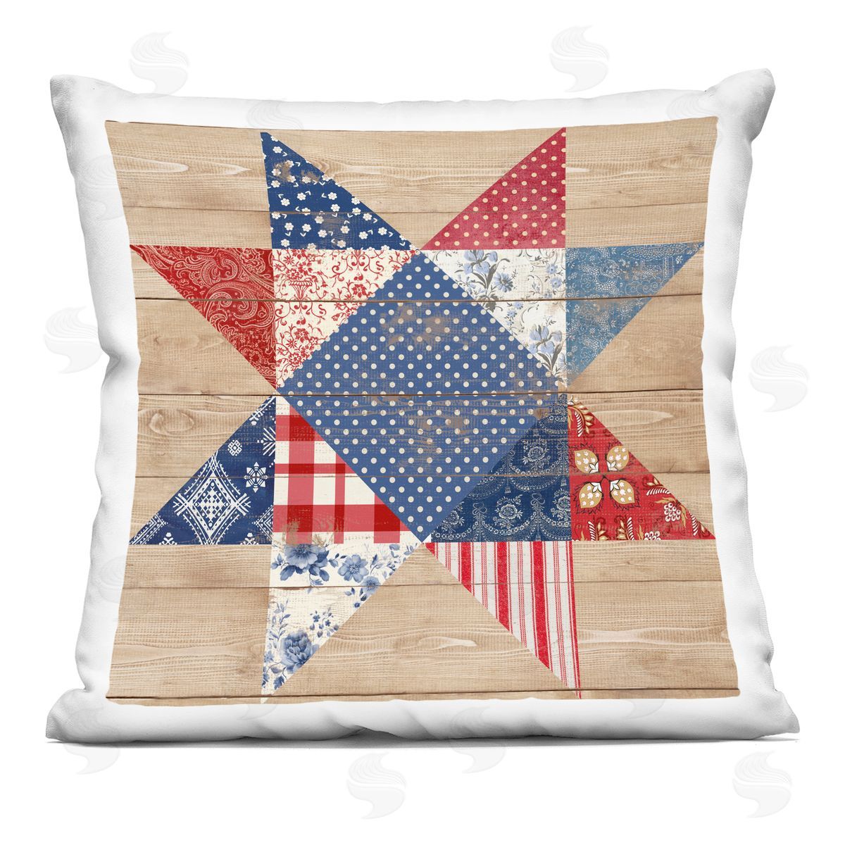 Susan Arnot Rustic Americana Quilt Pattern Printed Plush Polyester Throw Pillow