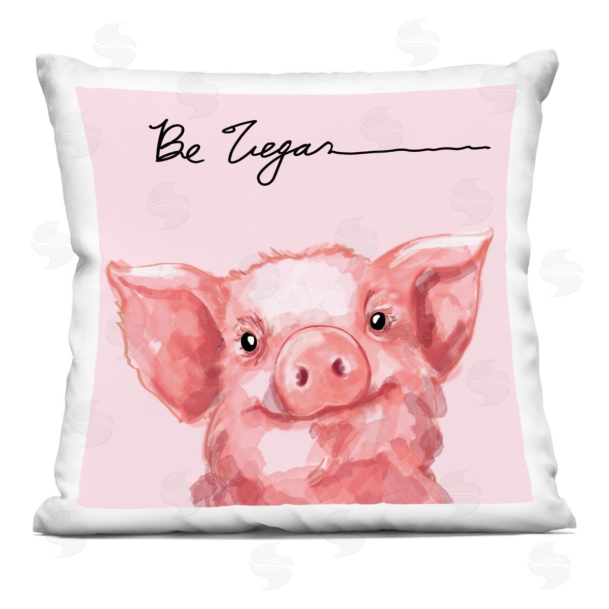 Stella Chang Be Vegan Cute Pig Printed Plush Polyester Throw Pillow
