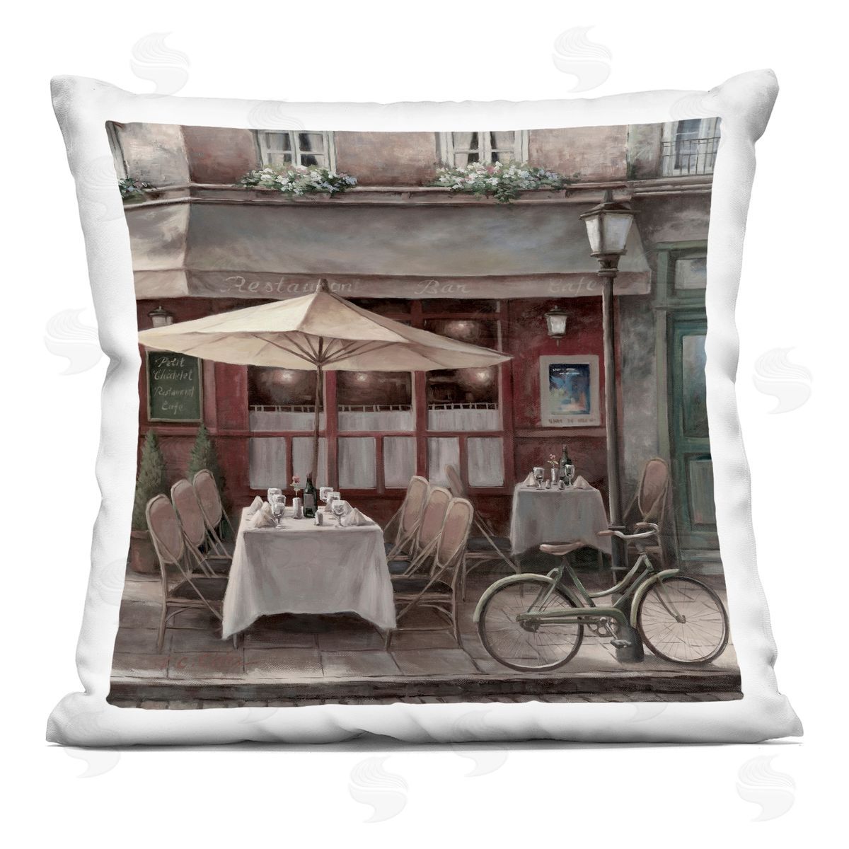 T.C. Chiu Outside Dining Bistro Printed Plush Polyester Throw Pillow